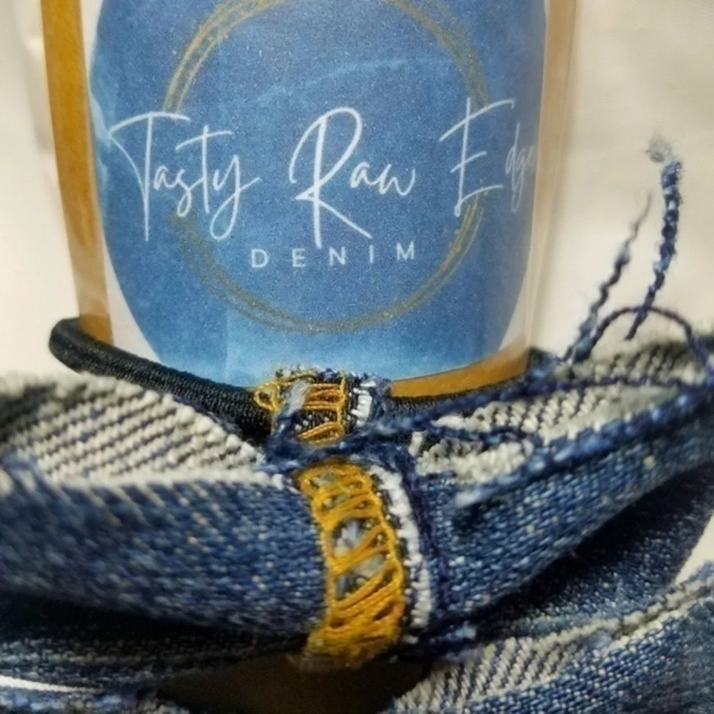 Tasty Raw Edge Denim Tri-Bun Bows